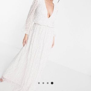 Embellished sequin blouson wedding dress